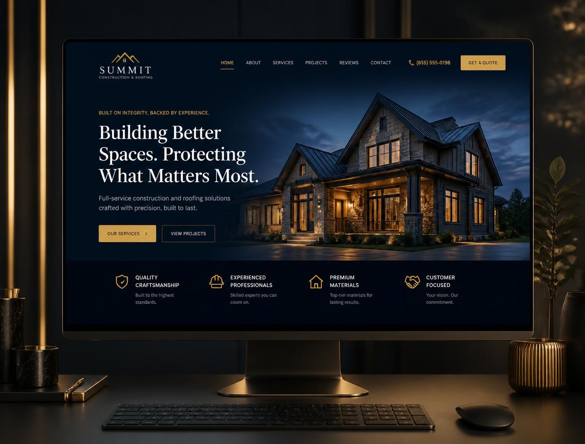 Concept design for Summit, a contractor website leading with trust and quote requests